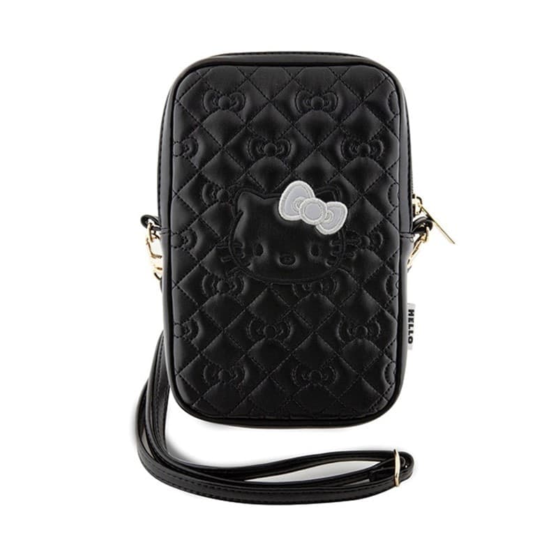 Hello Kitty Quilted Bows Strap - Crossbody bag for phone (black) - 2