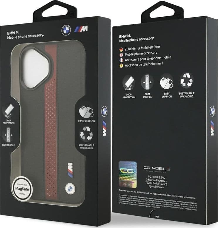 Custodia MagSafe con logo BMW M a strisce perforate per iPhone 17 (rossa) - 8