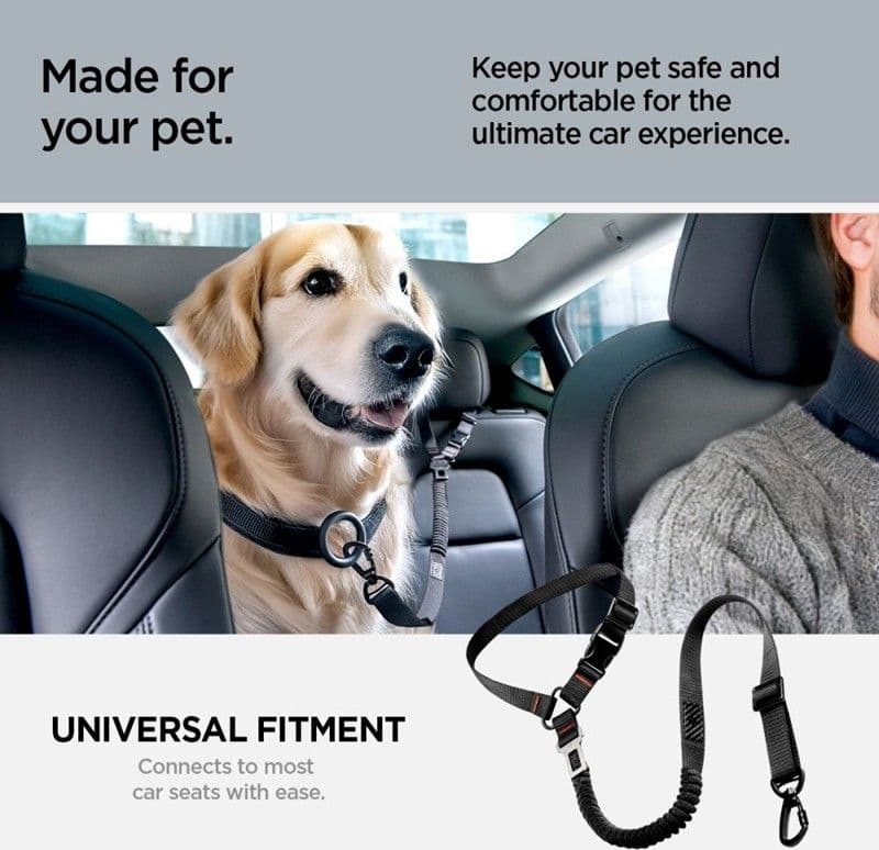 Spigen PS100 - Cintura di sicurezza/guinzaglio per animali domestici per auto (nero) - 9