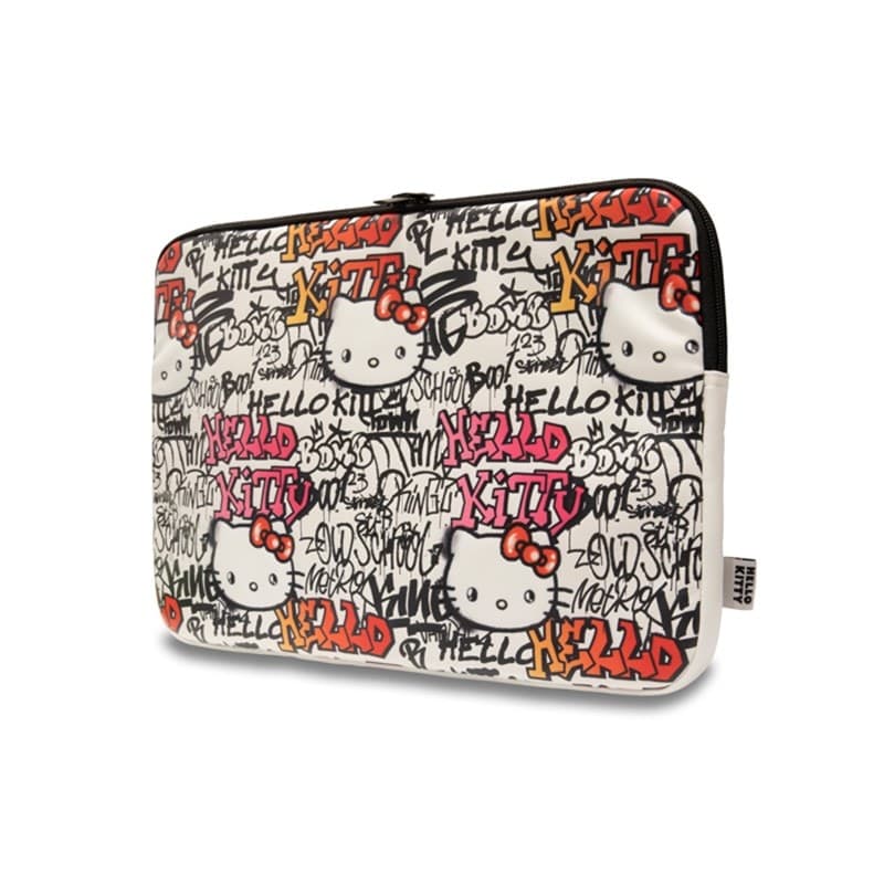 Hello Kitty Zip PU Tags Graffiti Sleeve - Notebook case 13" / 14" (beige) - 2