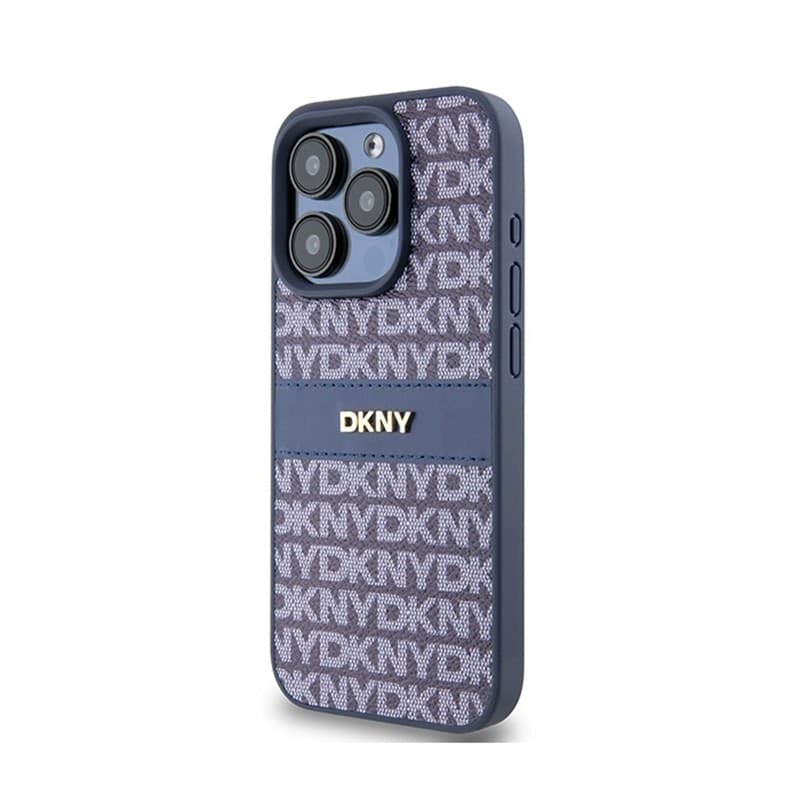 DKNY Leather Mono Stripe & Metal Logo - Case for iPhone 15 Pro (blue) - 2