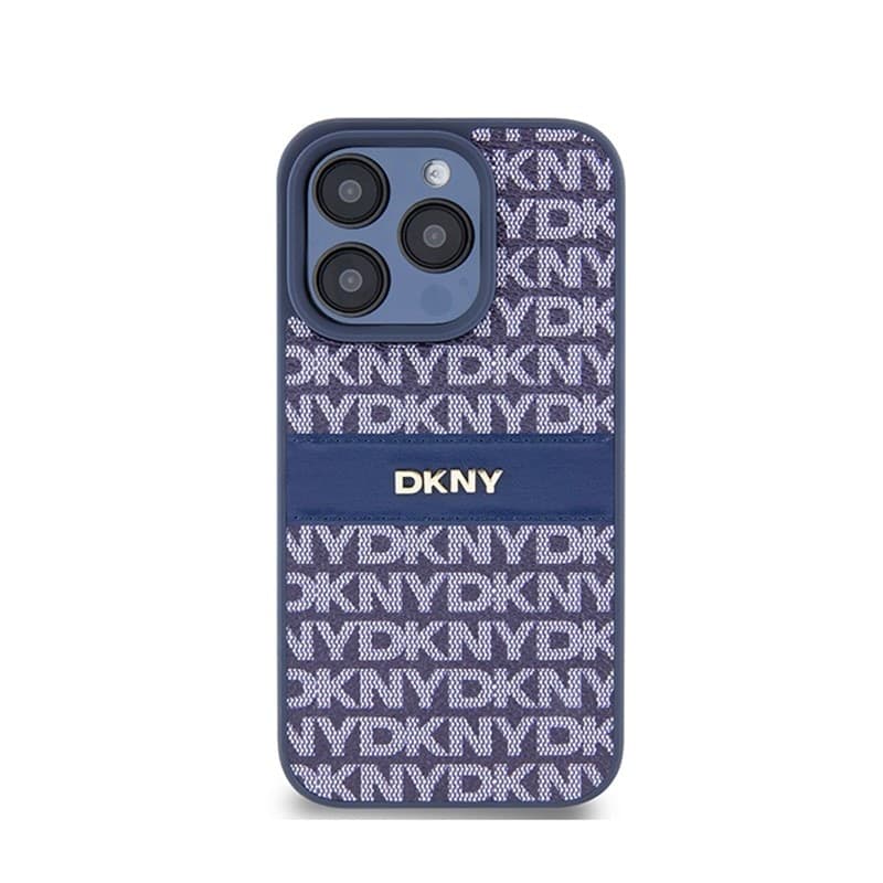 DKNY Leather Mono Stripe & Metal Logo - Case for iPhone 15 Pro (blue) - 3