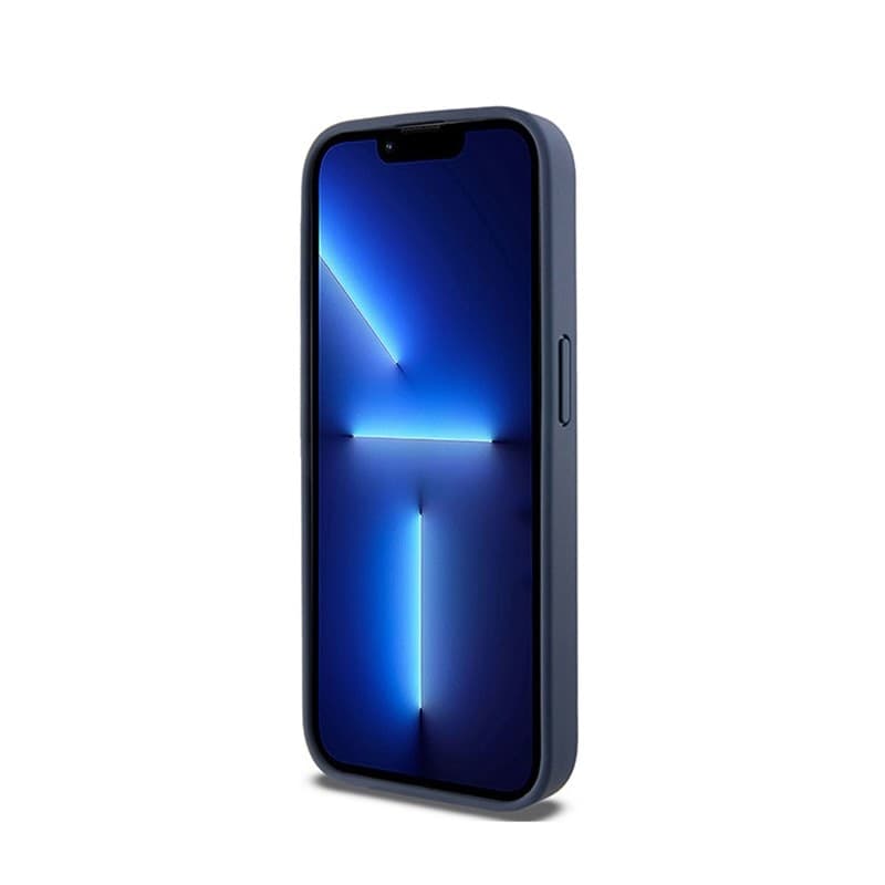 DKNY Leather Mono Stripe & Metal Logo - Case for iPhone 15 Pro (blue) - 5