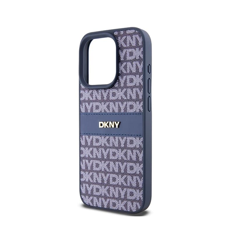 DKNY Leather Mono Stripe & Metal Logo - Case for iPhone 15 Pro (blue) - 6