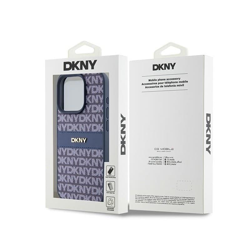 DKNY Leather Mono Stripe & Metal Logo - Case for iPhone 15 Pro (blue) - 8