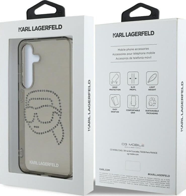 Karl Lagerfeld Rhinestones Karl Head Logo - Case for Samsung Galaxy S25 (Black) - 8