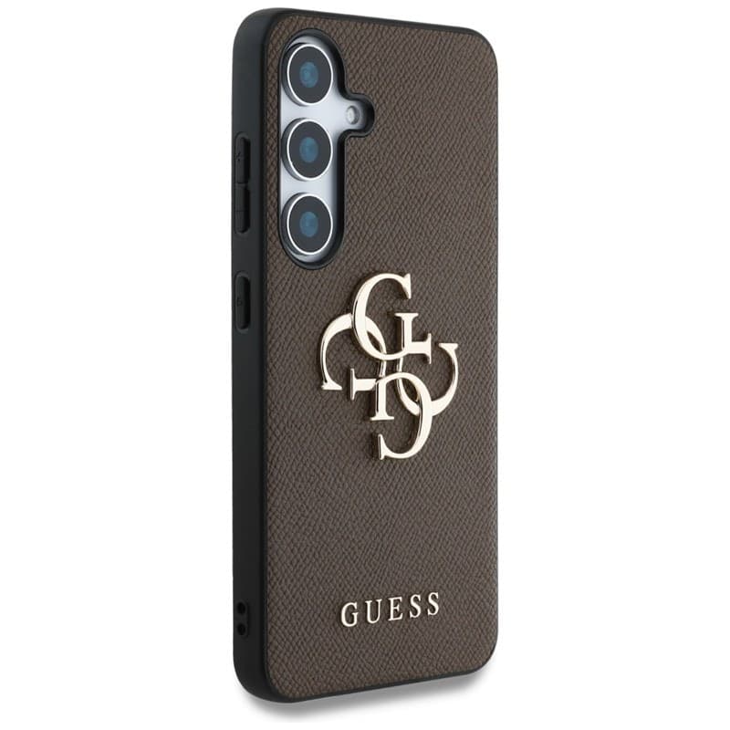 Guess Grained Big 4G Logo Small Classic Logo - Case for Samsung Galaxy S25+ (brown) - 4