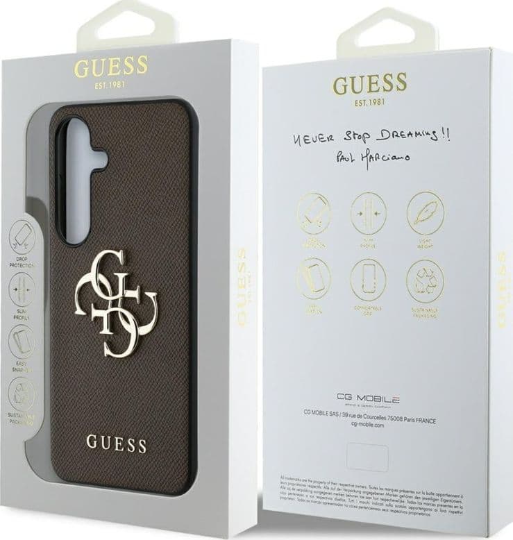 Guess Grained Big 4G Logo Small Classic Logo - Case for Samsung Galaxy S25+ (brown) - 8