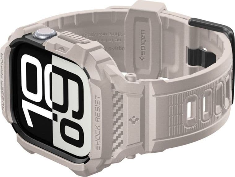 Spigen Rugged Armor Pro V2 – Cinturino con custodia per Apple Watch 10/11 42 mm (beige dune) - 10