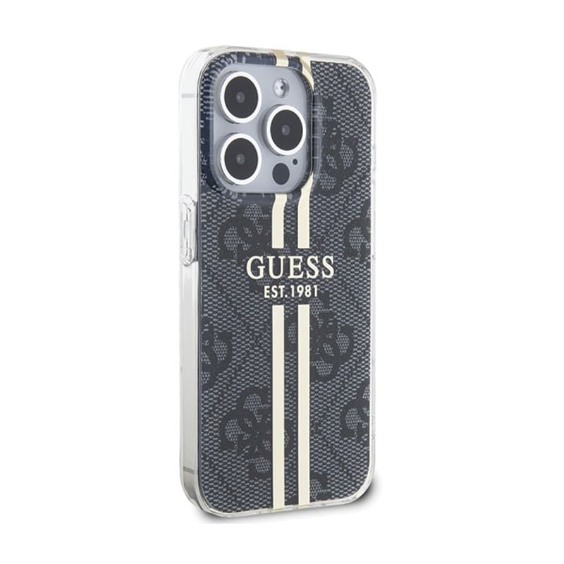Guess IML 4G Gold Stripe - Case iPhone 15 Pro (Black) - 4