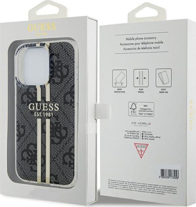 Guess IML 4G Gold Stripe - Case iPhone 15 Pro (Black) - 8