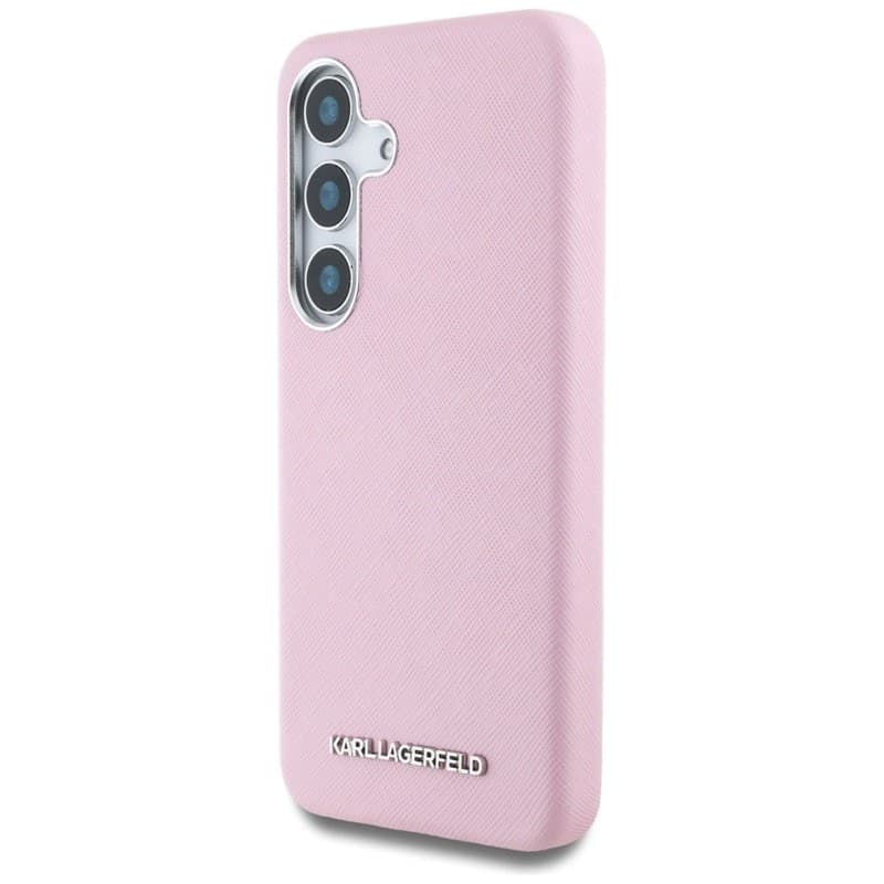 Karl Lagerfeld Saffiano Full Wrapped Elongated Metal Logo MagSafe - Case for Samsung Galaxy S25 (pink) - 2