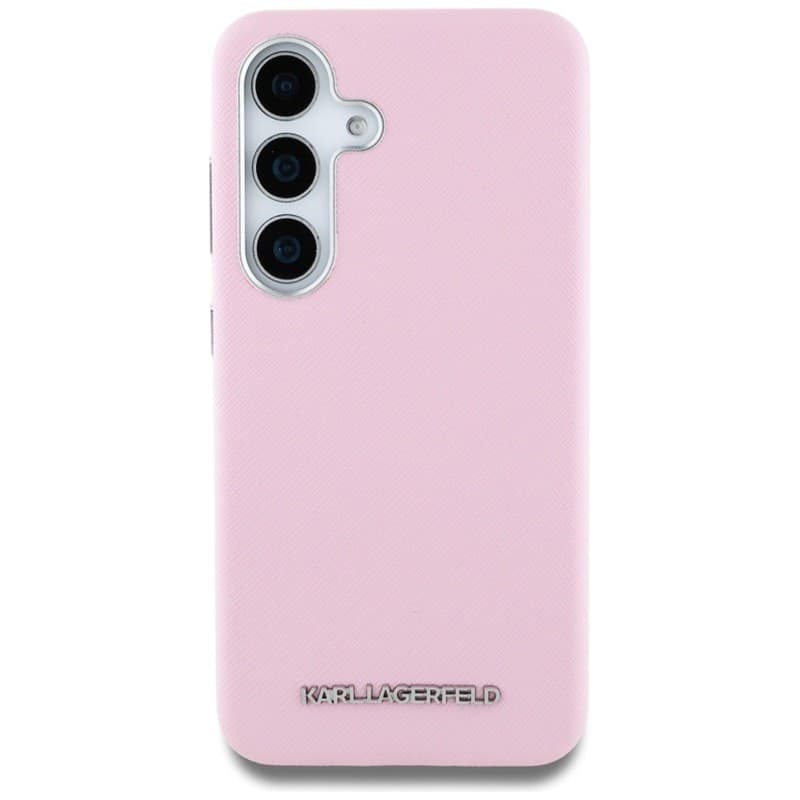 Karl Lagerfeld Saffiano Full Wrapped Elongated Metal Logo MagSafe - Case for Samsung Galaxy S25 (pink) - 3