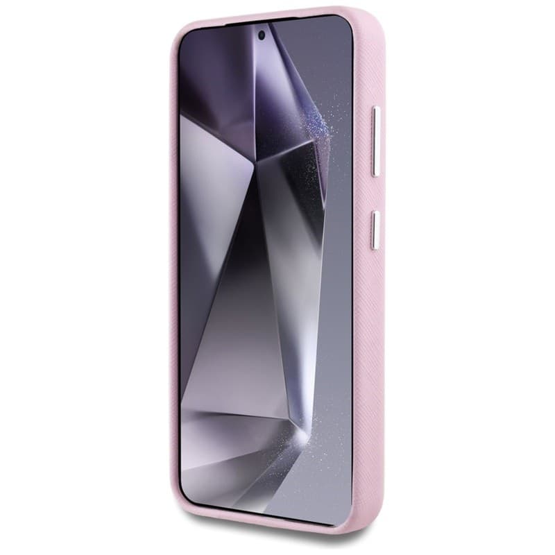 Karl Lagerfeld Saffiano Full Wrapped Elongated Metal Logo MagSafe - Case for Samsung Galaxy S25 (pink) - 5