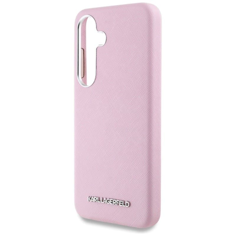 Karl Lagerfeld Saffiano Full Wrapped Elongated Metal Logo MagSafe - Case for Samsung Galaxy S25 (pink) - 6