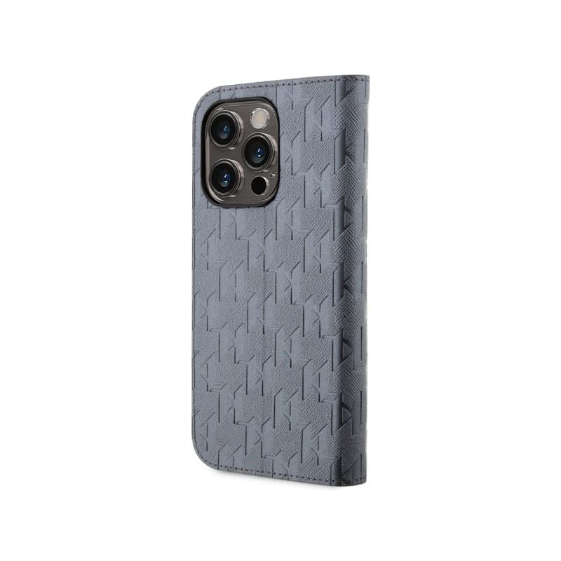 Karl Lagerfeld Booktype Saffiano Monogram - Case for iPhone 14 Pro (Grey) - 2