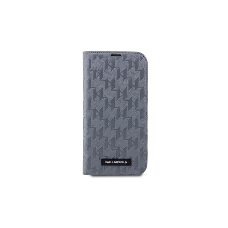Karl Lagerfeld Booktype Saffiano Monogram - Case for iPhone 14 Pro (Grey) - 3
