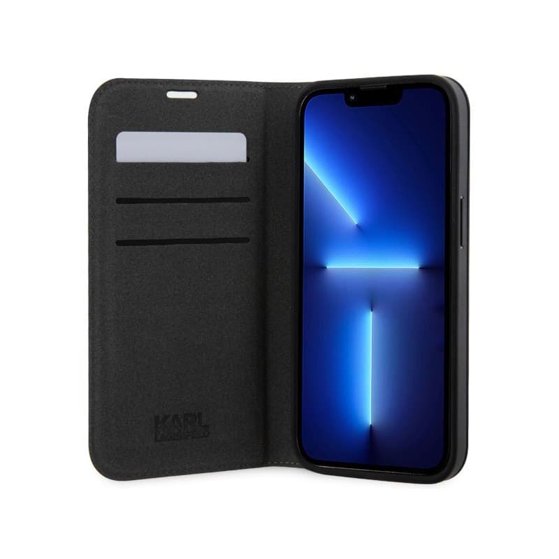 Karl Lagerfeld Booktype Saffiano Monogram - Case for iPhone 14 Pro (Grey) - 4
