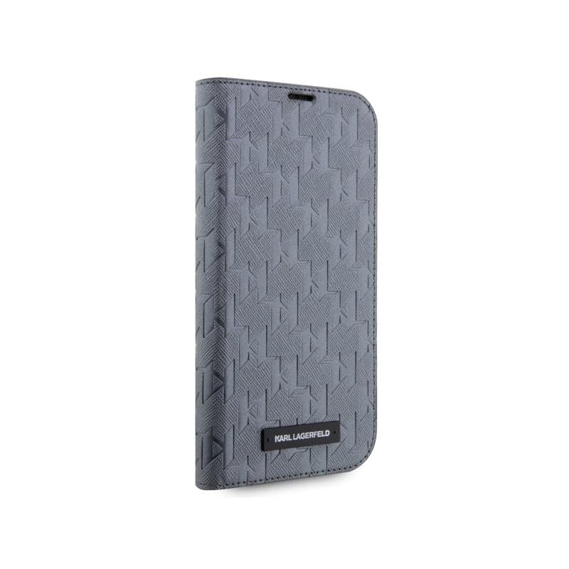 Karl Lagerfeld Booktype Saffiano Monogram - Case for iPhone 14 Pro (Grey) - 5