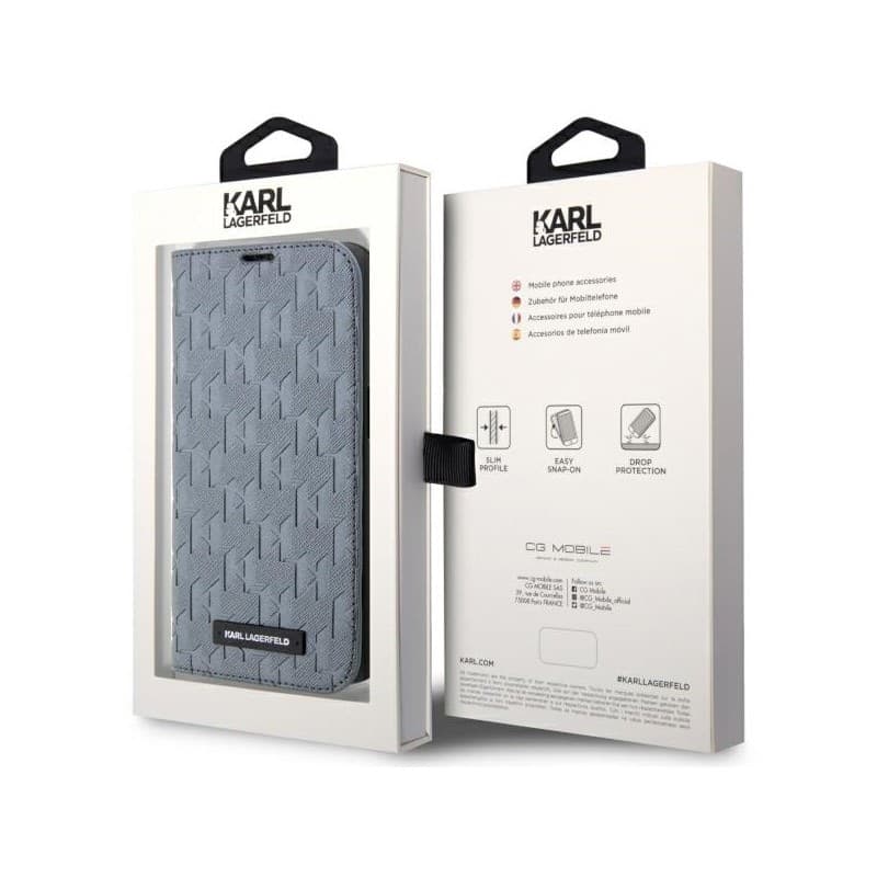 Karl Lagerfeld Booktype Saffiano Monogram - Case for iPhone 14 Pro (Grey) - 7