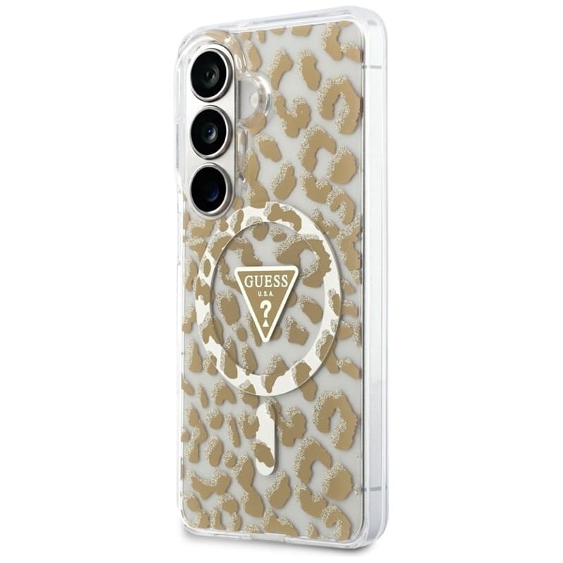 Custodia Guess IML Leopard Print Triangle MagSafe per Samsung Galaxy S26 (marrone) - 2