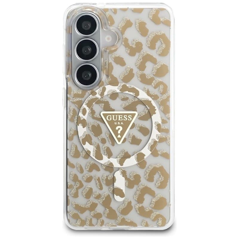 Custodia Guess IML Leopard Print Triangle MagSafe per Samsung Galaxy S26 (marrone) - 3