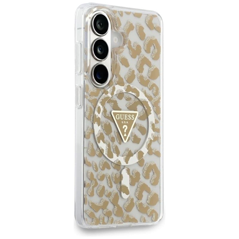 Custodia Guess IML Leopard Print Triangle MagSafe per Samsung Galaxy S26 (marrone) - 4