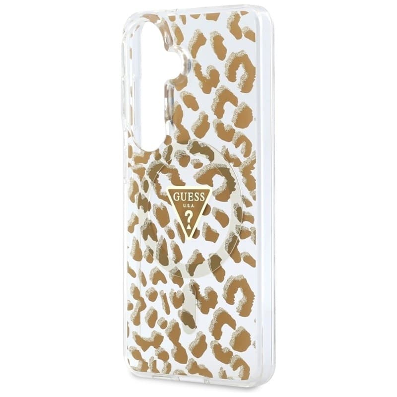 Custodia Guess IML Leopard Print Triangle MagSafe per Samsung Galaxy S26 (marrone) - 6
