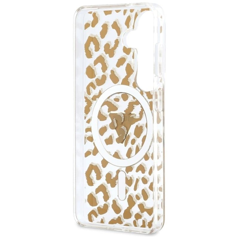 Custodia Guess IML Leopard Print Triangle MagSafe per Samsung Galaxy S26 (marrone) - 7