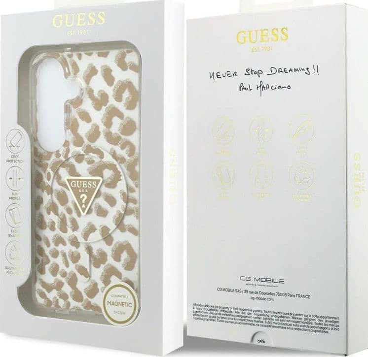 Custodia Guess IML Leopard Print Triangle MagSafe per Samsung Galaxy S26 (marrone) - 8