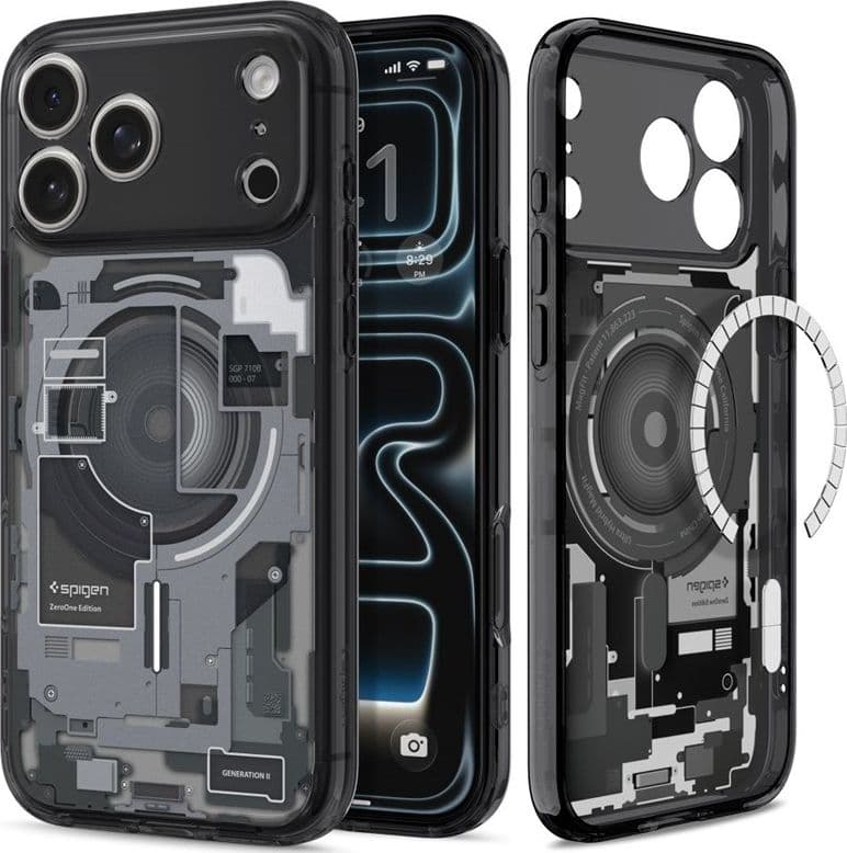 Spigen Ultra Hybrid Mag MagSafe - Custodia per iPhone 18 Pro Max / 17 Pro Max (Zero One Black) - 5