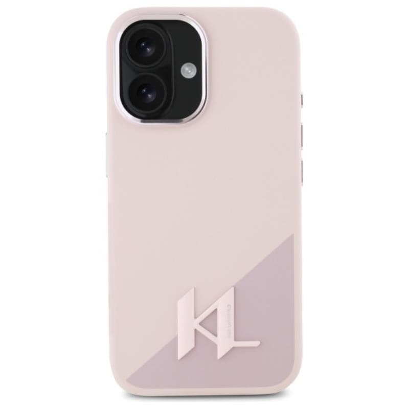 Karl Lagerfeld Silicone Shadow Metal Initial MagSafe - Case for iPhone 16 (pink) - 3