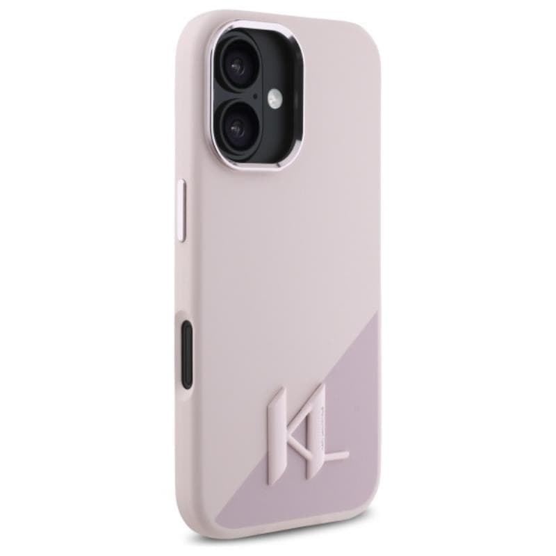 Karl Lagerfeld Silicone Shadow Metal Initial MagSafe - Case for iPhone 16 (pink) - 4