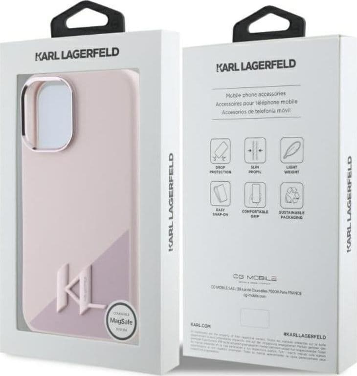 Karl Lagerfeld Silicone Shadow Metal Initial MagSafe - Case for iPhone 16 (pink) - 8
