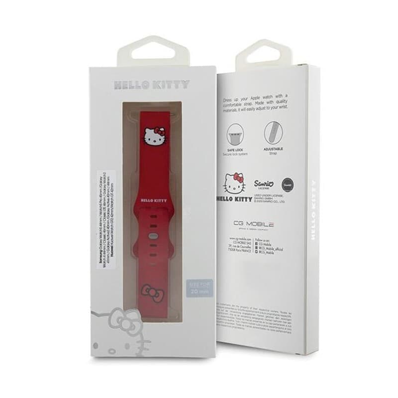 Hello Kitty Silicone Kitty Head - Universal strap for smartwatch 20 mm (red) - 4