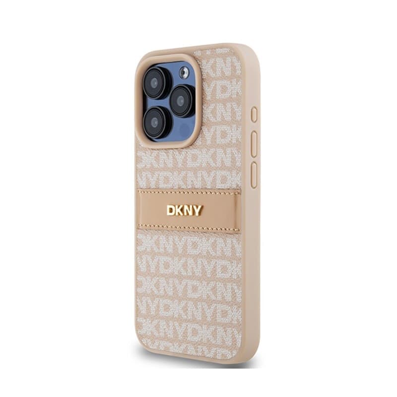 DKNY Leather Mono Stripe & Metal Logo - iPhone 15 Pro Case (pink) - 2