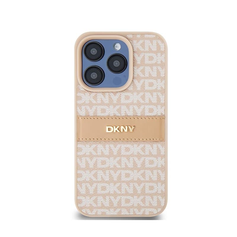 DKNY Leather Mono Stripe & Metal Logo - iPhone 15 Pro Case (pink) - 3