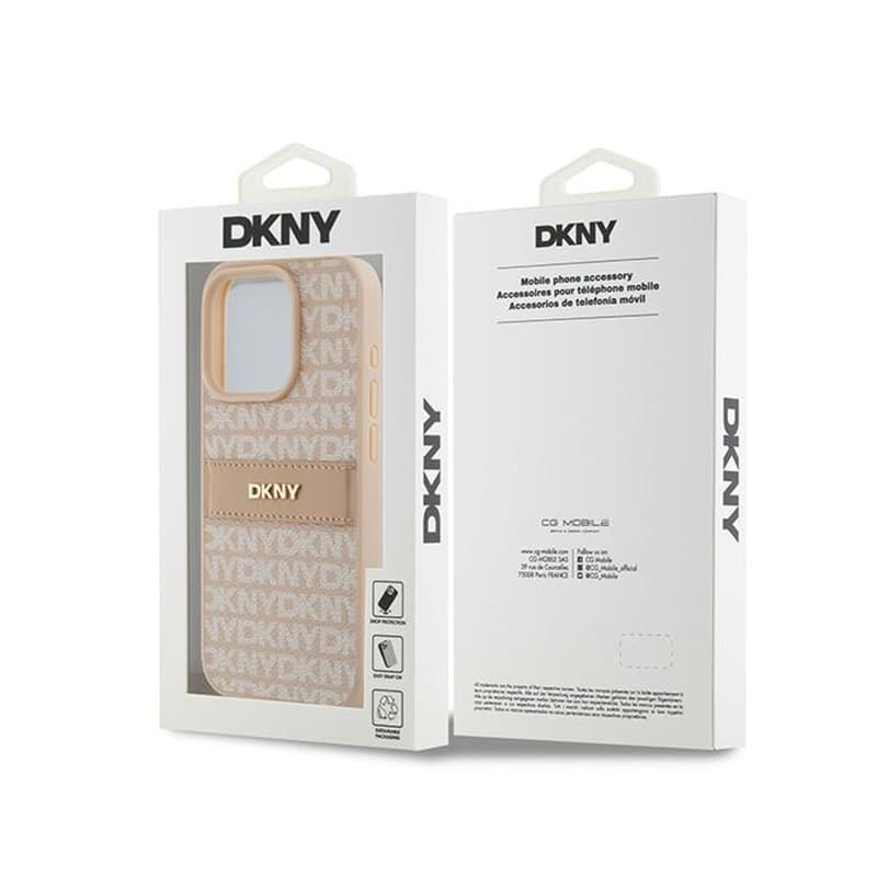 DKNY Leather Mono Stripe & Metal Logo - iPhone 15 Pro Case (pink) - 8