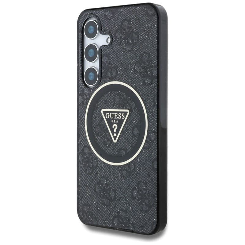 Guess 4G Glitter Triangle Buttons MagSafe - Case for Samsung Galaxy S25 (black) - 2