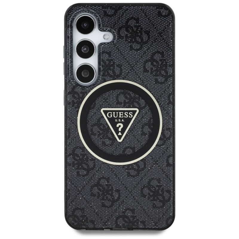 Guess 4G Glitter Triangle Buttons MagSafe - Case for Samsung Galaxy S25 (black) - 3