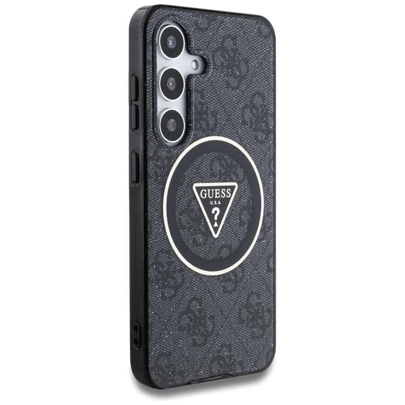 Guess 4G Glitter Triangle Buttons MagSafe - Case for Samsung Galaxy S25 (black) - 4