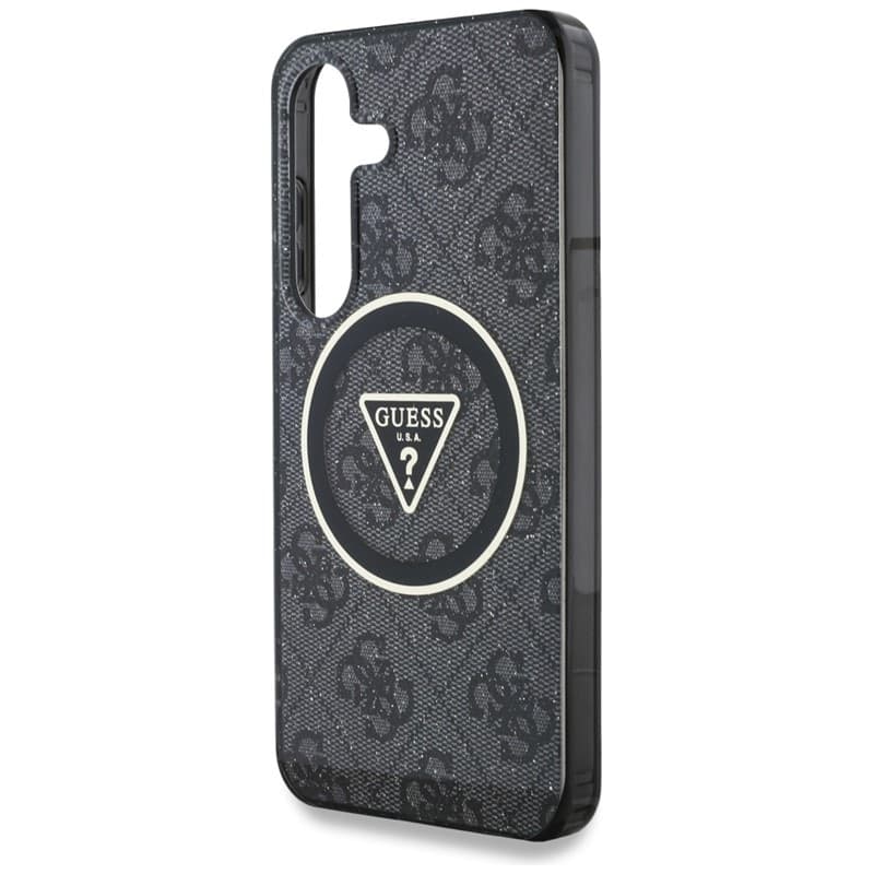 Guess 4G Glitter Triangle Buttons MagSafe - Case for Samsung Galaxy S25 (black) - 6