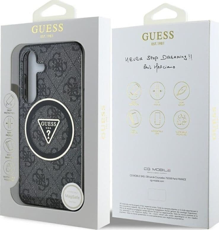 Guess 4G Glitter Triangle Buttons MagSafe - Case for Samsung Galaxy S25 (black) - 8