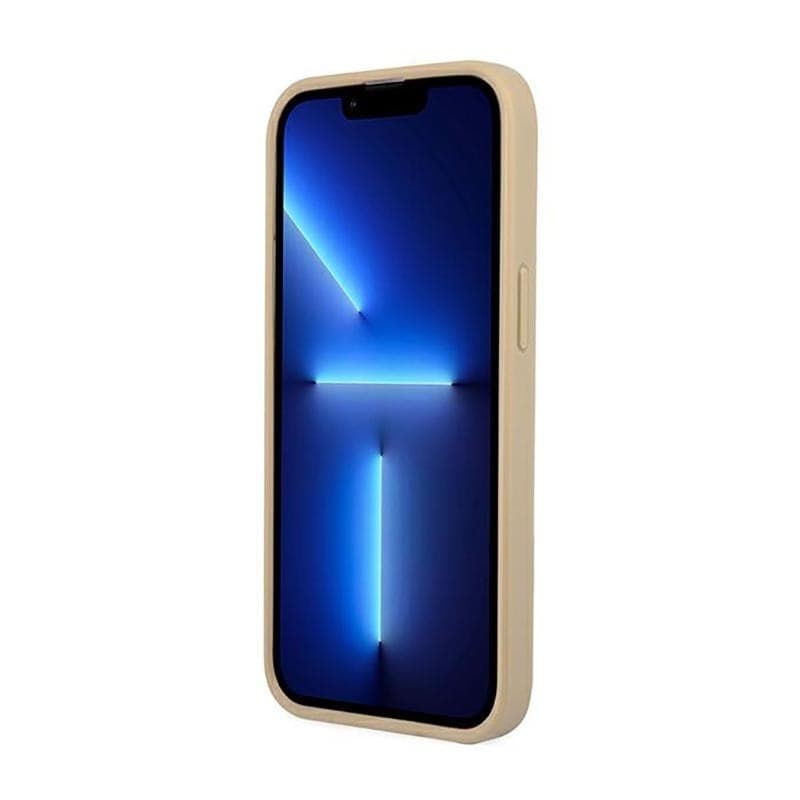 Guess Saffiano Triangle Logo Case - Case for iPhone 14 Pro (Beige) - 5