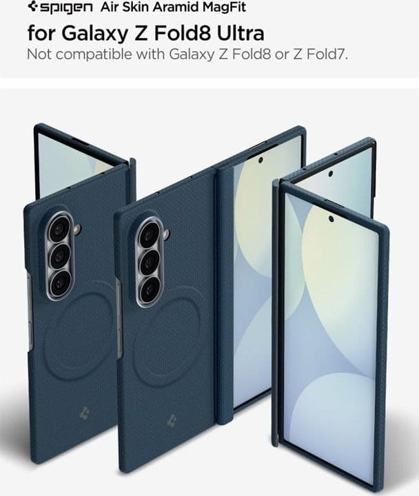 Spigen AirSkin Aramid MagSafe - Custodia per Samsung Galaxy Z Fold 8 Ultra (Blu navy) - 6