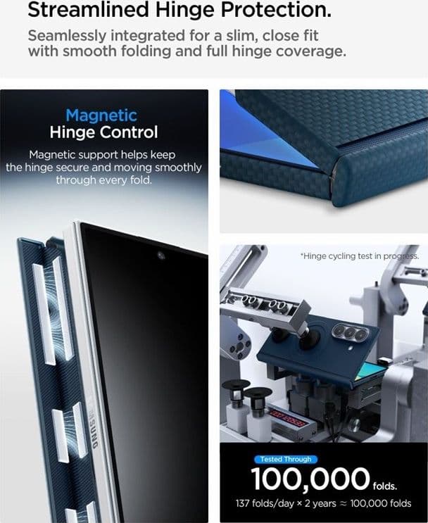 Spigen AirSkin Aramid MagSafe - Custodia per Samsung Galaxy Z Fold 8 Ultra (Blu navy) - 10