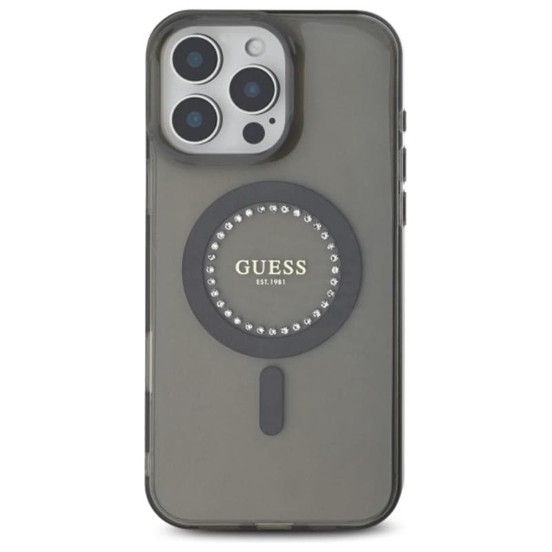 Guess IML Rhinestones MagSafe - Case for iPhone 16 Pro Max (Black) - 3