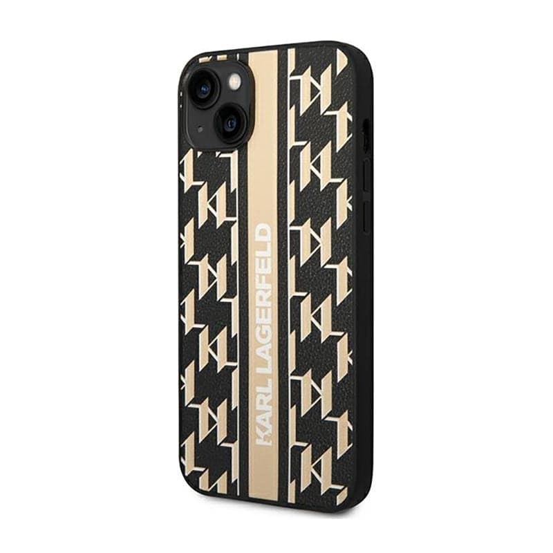 Karl Lagerfeld Monogram Stripe - Case for iPhone 14 Plus (Brown) - 2