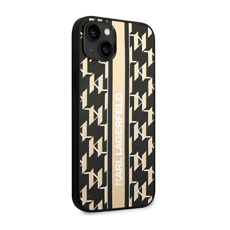 Karl Lagerfeld Monogram Stripe - Case for iPhone 14 Plus (Brown) - 4