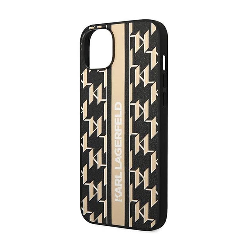 Karl Lagerfeld Monogram Stripe - Case for iPhone 14 Plus (Brown) - 6